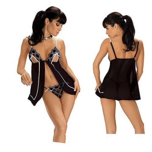Roxana - Пеньюар і стрінги, L/XL (чёрный) - купити в Україні | Секс шоп SEX-SHOP.ua