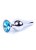 Boss Jewellery Silver Butt Plug Light Blue - Анальная пробка с кристаллом, 9,3х3 см (голубой) - sex-shop.ua