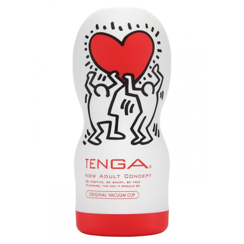 Tenga Keith Haring Deep Throat Cup (глубокая глотка) мастурбатор с вакуумной стимуляцией, 15х4.5 см