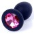 Boss Silikon Plug Jewellery Black Small - Анальная пробка с кристаллом, 8х3.5 см (черный с розовым) - sex-shop.ua