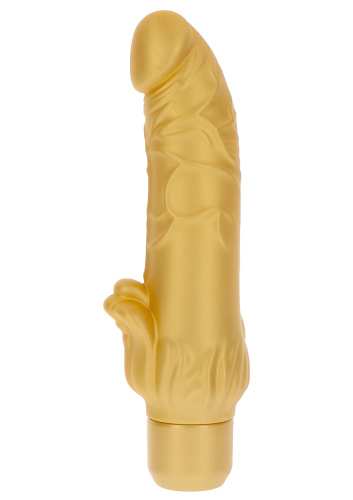 Get Real Gold Dicker Stim Vibrator - Вибратор 13х4.4 см (золотистый) - sex-shop.ua