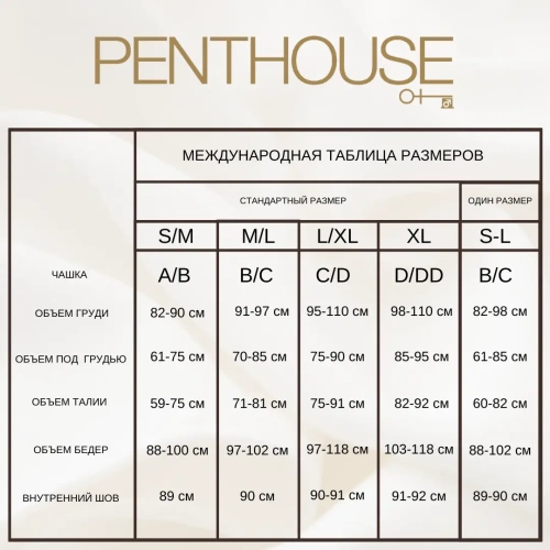 Penthouse Naughty valentine - Трусики з доступом, L/XL (чорний)