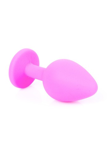 Boss Silikon Plug Jewellery Pink Medium - Анальна пробка з кристалом, 8х3.5 см (рожевий з блакитним)