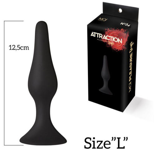 MAI Attraction Toys №34 анальная пробка на присоске, 12,5х3,2 см (чёрный) - sex-shop.ua