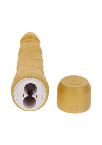 Get Real Gold Dicker Slim Vibrator - Вібратор на батарейках, 16х4.7 см (золотистий)