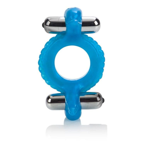 CalExotics Double Dolphin - виброкольцо, 8х4 см (голубой)