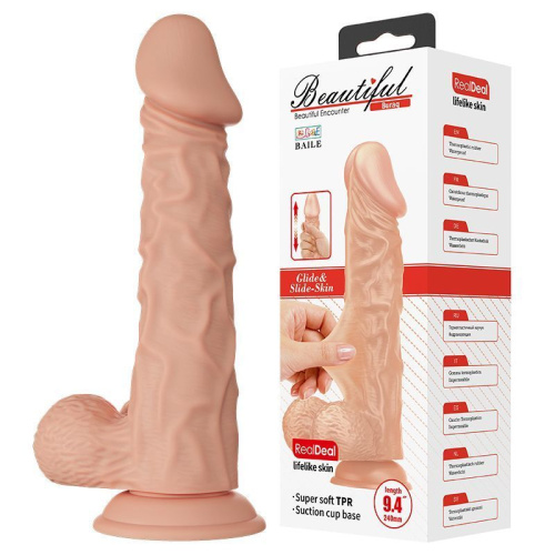 LyBaile Beautiful Encounter Buraq Dildo Flesh - Релистичный фаллоимитатор на присоске, 18 см (телесный)