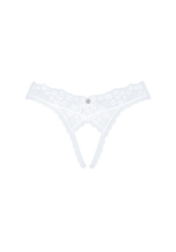 Obsessive Heavenlly crotchless thong - еротичні стрінги з відкритою промежиною, M/L (білий)