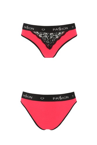 Passion PS001 Panties - Трусики с широкой резинкой и кружевом (красные, размер S)