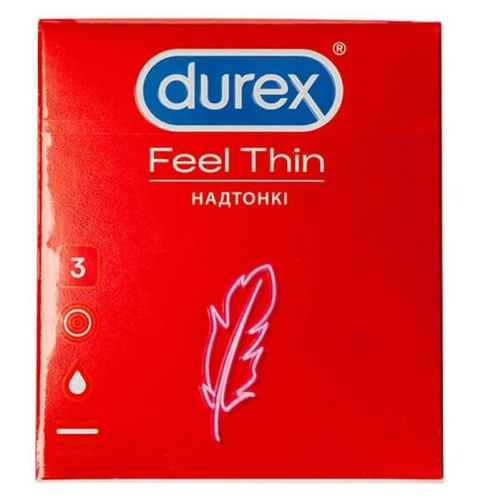 Durex Feel Thin - Ультратонкие презервативы, 3 шт - sex-shop.ua