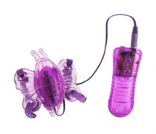 Trinity Vibes 10 Function Vibrating Butterfly Harness - Стимулятор клитора в виде бабочки, 10.8х9.5 см (фиолетовый) - sex-shop.ua