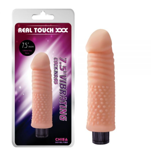 Real Touch XXX 7.5 "Vibrating Cock No.05 - Реалистичный вибратор с рельефной поверхностью, 18.5х4 см - sex-shop.ua