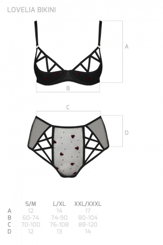 Passion Lovelia Bikini комплект эротического белья: открытый бюстгальтер и трусики, S/M (чёрный)