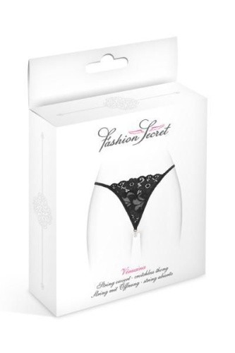 Fashion Secret Venusina Black - трусики-стринги с жемчужной ниткой, S-L (чёрные) - sex-shop.ua