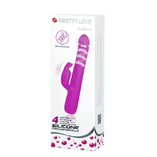 Pretty Love Julian Vibrator Purple - Тонкий вибратор-кролик, 17.8х2.5 см (фиолетовый)