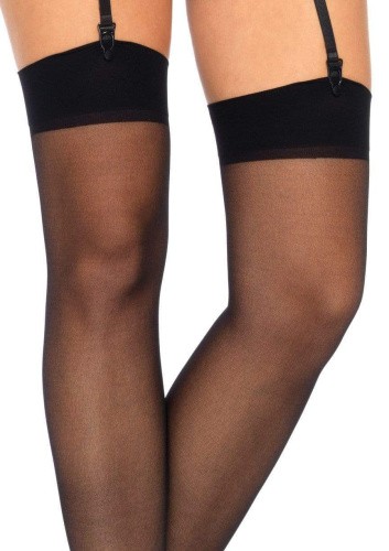 Leg Avenue Sheer Stockings - чулки под пояс (черный) - sex-shop.ua