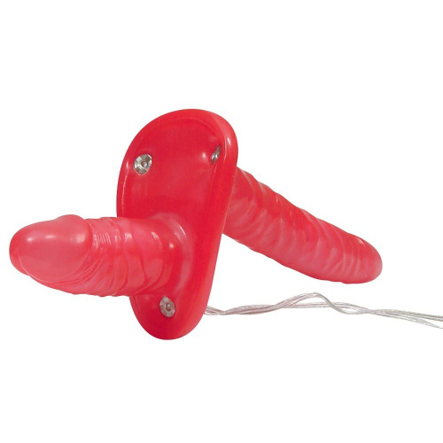 Двойной страпон Orion Bad Kitty Vibrating Strap-On Duo, 18 см
