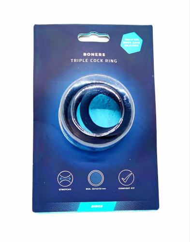 Boners Triple Cock Ring - Тройное эрекционное кольцо, (серый)