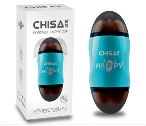 Chisa Portable Happy Cup - Мастурбатор двусторонний вагина-ротик, 19х7.5 см