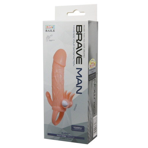 LyBaile Brave Men Vibrating Sleeve Flesh - Насадка на пенис, +3 см (телесный)