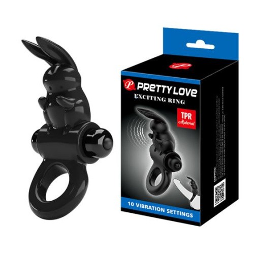 Pretty Love Exciting Vibrating  Cock Ring - Эрекционное кольцо с вибрацией, 2,4 см (черный)