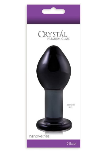 Ns Novelties Crystal Premium Glass - Большая анальная пробка, 10х4 см (чёрный) - sex-shop.ua