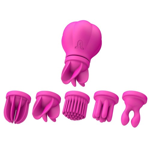 Adrien Lastic Caress - Вібратор з насадками, що крутяться, для стимуляції ерогенних зон, 9х3.2 см (рожевий)