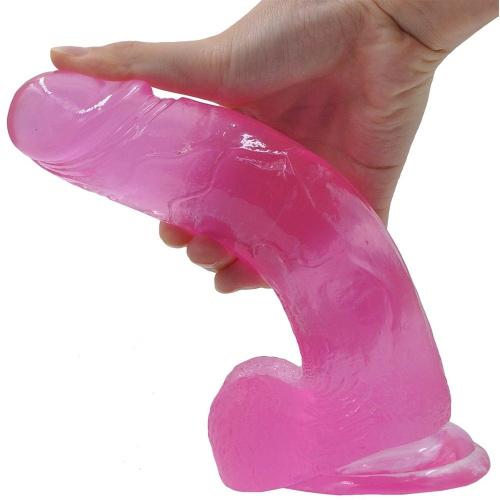 LoveToy Jelly Studs Crystal Dildo, Large - Фалоімітатор з мошонкою, 20 см (рожевий) - купити в Україні | Секс шоп SEX-SHOP.ua