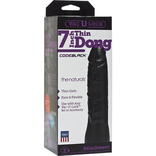 Фаллоимитатор-насадка Vac-U-Lock - CodeBlack - 7 Inch Thin Dong 18.3х5.6 см.