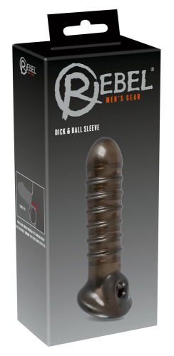 Rebel Dick & Ball Sleeve - Насадка на пенис, 18 см (черный) - sex-shop.ua