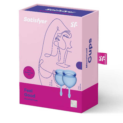 Satisfyer Feel Good-набір менструальних чаш, 15 мл і 20 мл (синій)