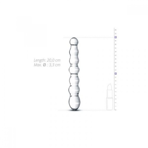 Gildo Glass Dildo No. 19 - стеклянный дилдо в виде бусин, 17х3.3 см (прозрачный) - sex-shop.ua