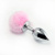 LoveToy Pompon Metal Plug Small - маленька срібляста анальна пробка з хвостиком, 7х2.8 см (рожевий)