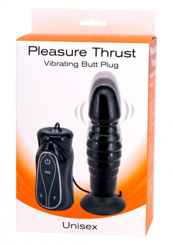 Seven Creations Pleasure Thrust Vibrating Butt Plug - анальная вибропробка с толчковыми движениями, 14х4 см - sex-shop.ua