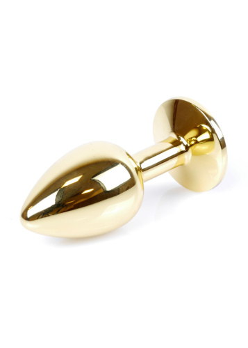 Boss Jewellery Gold Plug Light Blue - Анальная пробка, 7х2.7 см (голубой) - sex-shop.ua