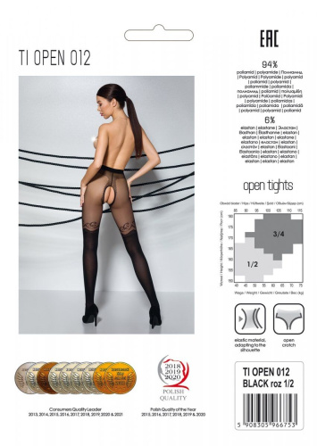 Passion Tiopen 012 - Колготки с открытым доступом, 3/4 (чёрный) - sex-shop.ua
