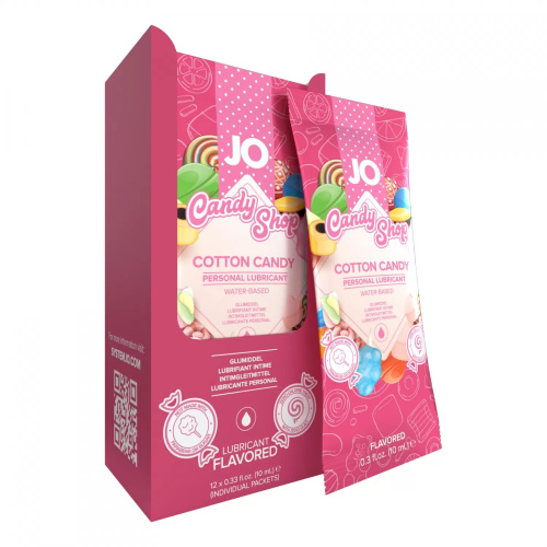 Foil Display Box - JO H2O Lubricant - Cotton Candy -  Лубрикант в стиках, 12x10 мл