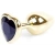 Boss Jewellery Gold Heart Plug Black - Анальная пробка с кристаллом, 7х2,7 см (черный)