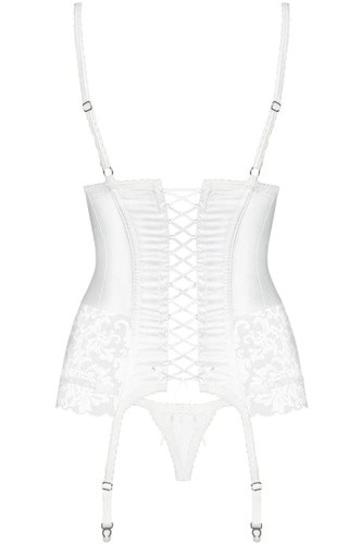 Obsessive 871-COR-2 corset - корсет з підв'язками та стрінги, L/XL (білий) - купити в Україні | Секс шоп SEX-SHOP.ua