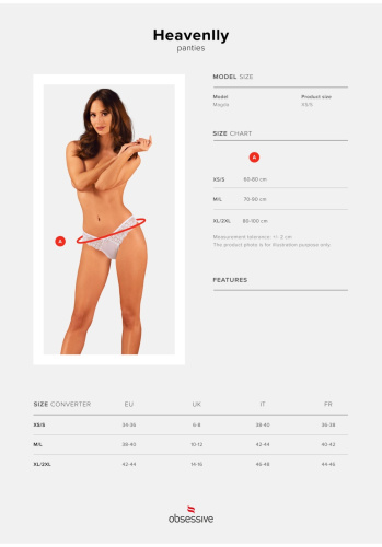 Obsessive Heavenlly panties - кружевные эротические трусики, XS/S (белый)