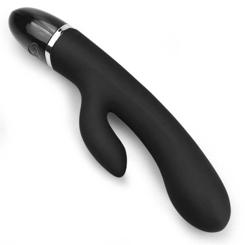 LoveToy O-Sensual Clit Duo Climax - силиконовый вибратор кролик, 21х3.8 см (чёрный)