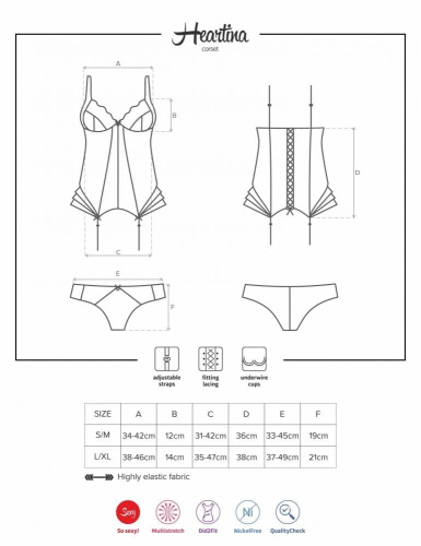 Комплект Obsessive Heartina corset (XXL) - sex-shop.ua
