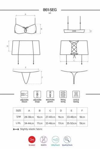 Obsessive 861-SEG-5 set - еротичний комплект з поясом для панчіх, L/XL (вишневий) - купити в Україні | Секс шоп SEX-SHOP.ua