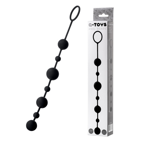 Toyfa A-Toys - силиконовая анальная цепочка, 26.3х3.1 см (черный) - sex-shop.ua