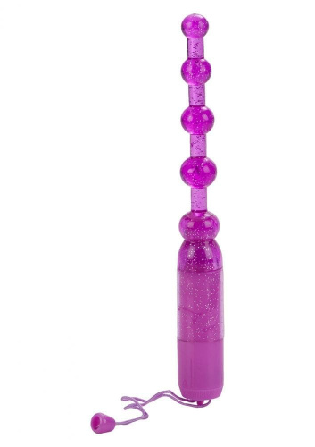 CalExotics Vibrating Pleasure Beads - анальна ялинка з вібрацією, 11х2 см (фіолетовий)