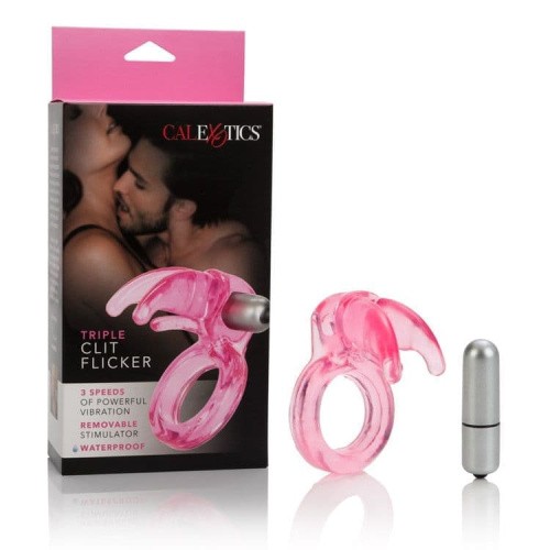 CalExotics Triple Clit Flicker - віброкільце, 7х3.5 см (рожевий) - купити в Україні | Секс шоп SEX-SHOP.ua