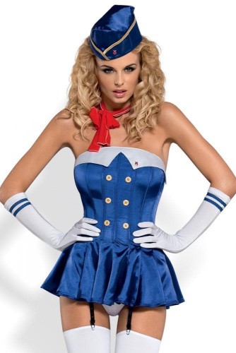 Сексуальный костюм Obsessive Stewardess corset (L/XL) - sex-shop.ua
