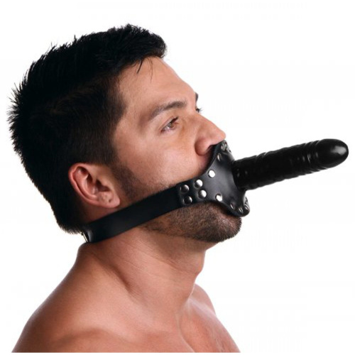 Strict Leather Ride Me Mouth Gag - кляп- фаллос со страпоном, 12х4 см (чёрный) - sex-shop.ua