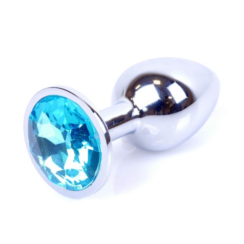 Boss Jewellery Silver Plug Light Blue - Анальная пробка, 7х2.7 см (голубой) - sex-shop.ua