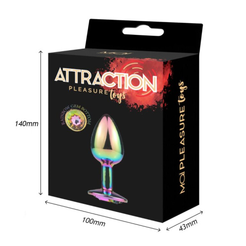 MAI Attraction Toys №72 Rainbow - Металлическая анальная пробка, 7.2х3.2 см - sex-shop.ua